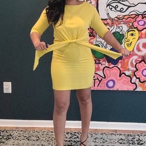 Yellow tie front dress